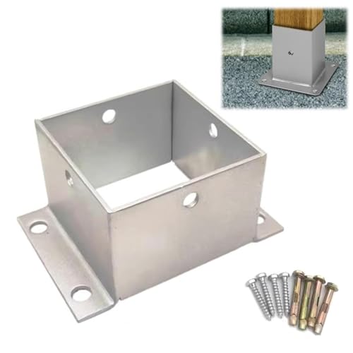 304 Stainless Steel Deck Post Base for 2x2 to 8x8in Deck Rail Systems - Easy Bolt Down Installation for Concrete, Wood, Pergola, Mailbox - Durable Silver Sleeve Holder (190x190mm)