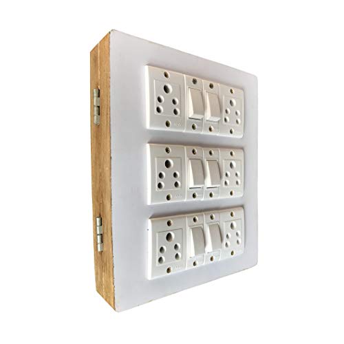 Image of Electric Extension Wooden Board (1 Meter 3Core Wire) (6 Socket 6Switch-6x8x2)