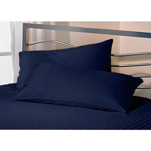 Image of COMFORT LIFE 210TC 100% Cotton Pillow Cover Set of 2 Pieces, King Size(20 x 36 inch), Dark Blue Color |Striped Pillow Cases | Ultra Soft Satin Stripe Pillow Covers.
