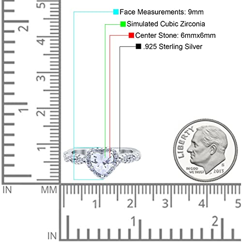 Blue Apple Co. Art Deco Heart Infinity Wedding Bridal Ring Round Simulated Cubic Zirconia 925 Sterling Silver4