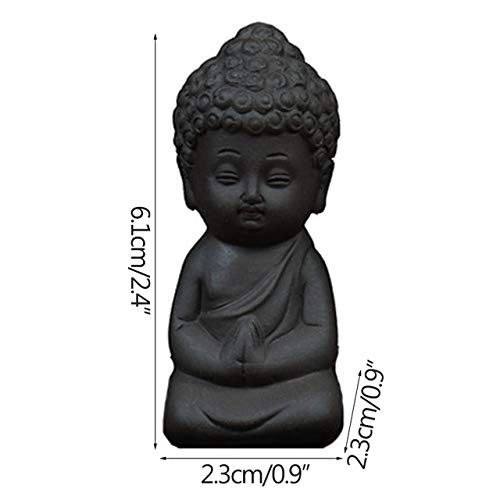 HUANLEGOU Sculpture Déco Petit Moine en Céramique Figurine Statue Salon De Thé Ornement Voiture Décoration Belle Décoration De La Maison Salon, Noir Cover