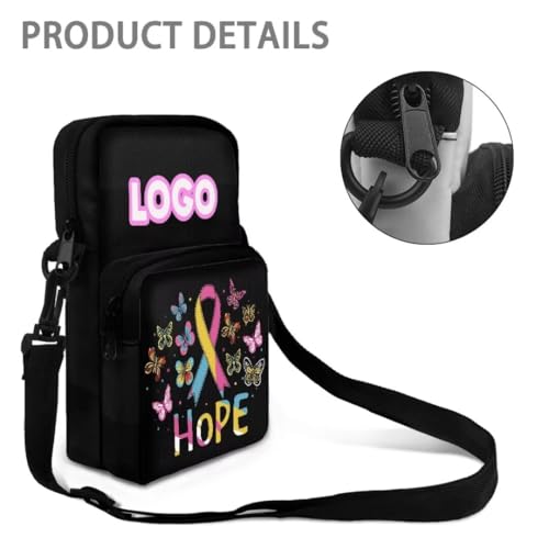 Image of Crossbody Bag for Women Sling Purse Pink Ribbon Cell Phone Holder with Straps