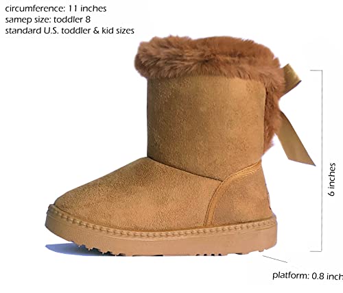 REDVOLUTION Kids Boots Toddler Girls Cute Butterfly Bow | PomPom PU leather Boot (Toddler/Small Kid)2