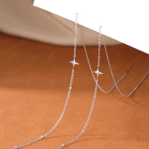Sluynz 925 Sterling Silver Star Long Dangle Earrings Chain For Women Teen Girls Line Earrings Tassel Chain (A-Silver) #TOP4