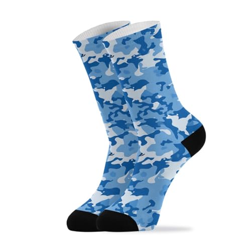 Mens Crew Socks Crew Blue Camouflage Socks for Men Hiking Sports Running