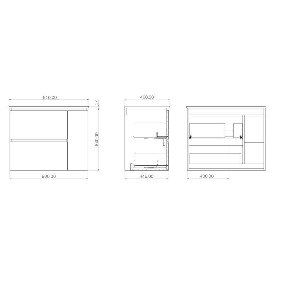 Baikal Mueble de Baño BRUMA. Mueble MONTADO. 80cm Blanco 2 Cajones + Puerta Suspendido con Lavabo Empotrado. Armario de Baño.