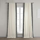 HPD Half Price Drapes Bordered Solid Cotton Curtains for Bedroom & Living Room 50 X 108, DTCC-SB220601-108 (1 Panel) Sharkskin Black
