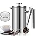 MeelioCafe Kaffeebereiter French Press 1 Liter Klein, Kaffeepresse Edelstahl 1000ml (8 Tassen), Kaffeezubereiter Doppelwandige isoliert Kaffeefilter, Edelstahl Französische Kaffeepresse