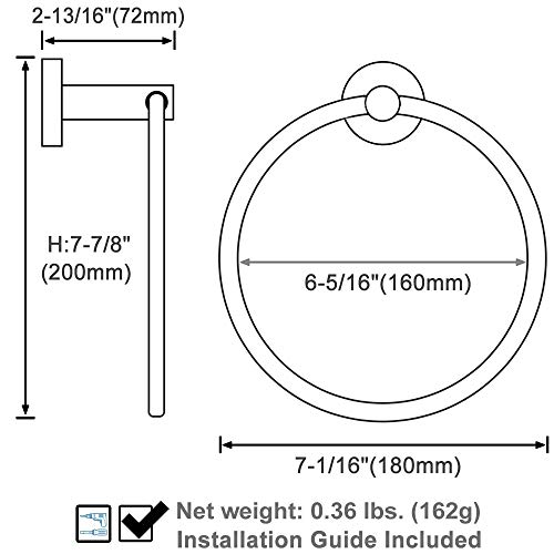 Aplusee Matte Black Towel Ring, Stainless Steel Hand Towel Holder, Bathroom Towel Rack, Round Towel Hanger, Storage Hardware Wall Mounted #TOP1