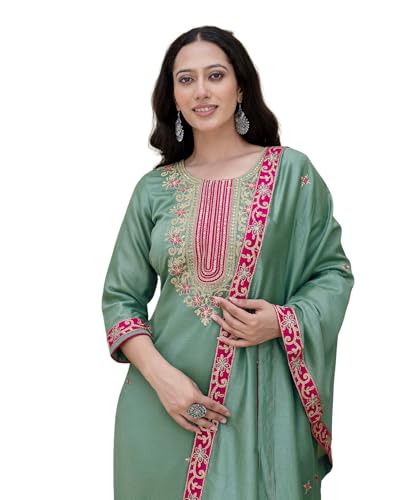 Image of SKYLEE Rayon Chikankari Embroidery Anarkali Kurta Set with Dupatta