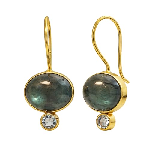 Boucles d'oreilles labradorite argent doré idée cadeau femme unique