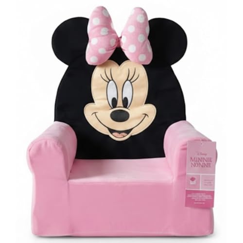 Disney Sillón Infantil 3D Desenfundable con Cremallera de Seguridad, Funda 100% Poliéster y Relleno 100% Poliuretano, Butaca Niño +3 Años, 50x45x35 cm (Minnie)