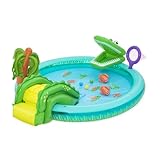 Bestway Crocodile Cove Play Center, Kids Paddling Pool with Slide, Water Play Center, Inflatable Water Park for Kids