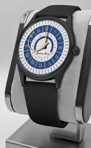Image of DOUBLERUN Black Case Silicone Strap, 24-Hour Display, Roman Numerals, Analog Watch