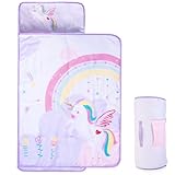 Toddler Nap Mat with Blanket and Removable Pillow, 51'x20' Kids Sleeping Mat, Easy to Roll Up, Lightweight and Portable Slumber Bag for Preschool Kindergarten Daycare Travel Camping