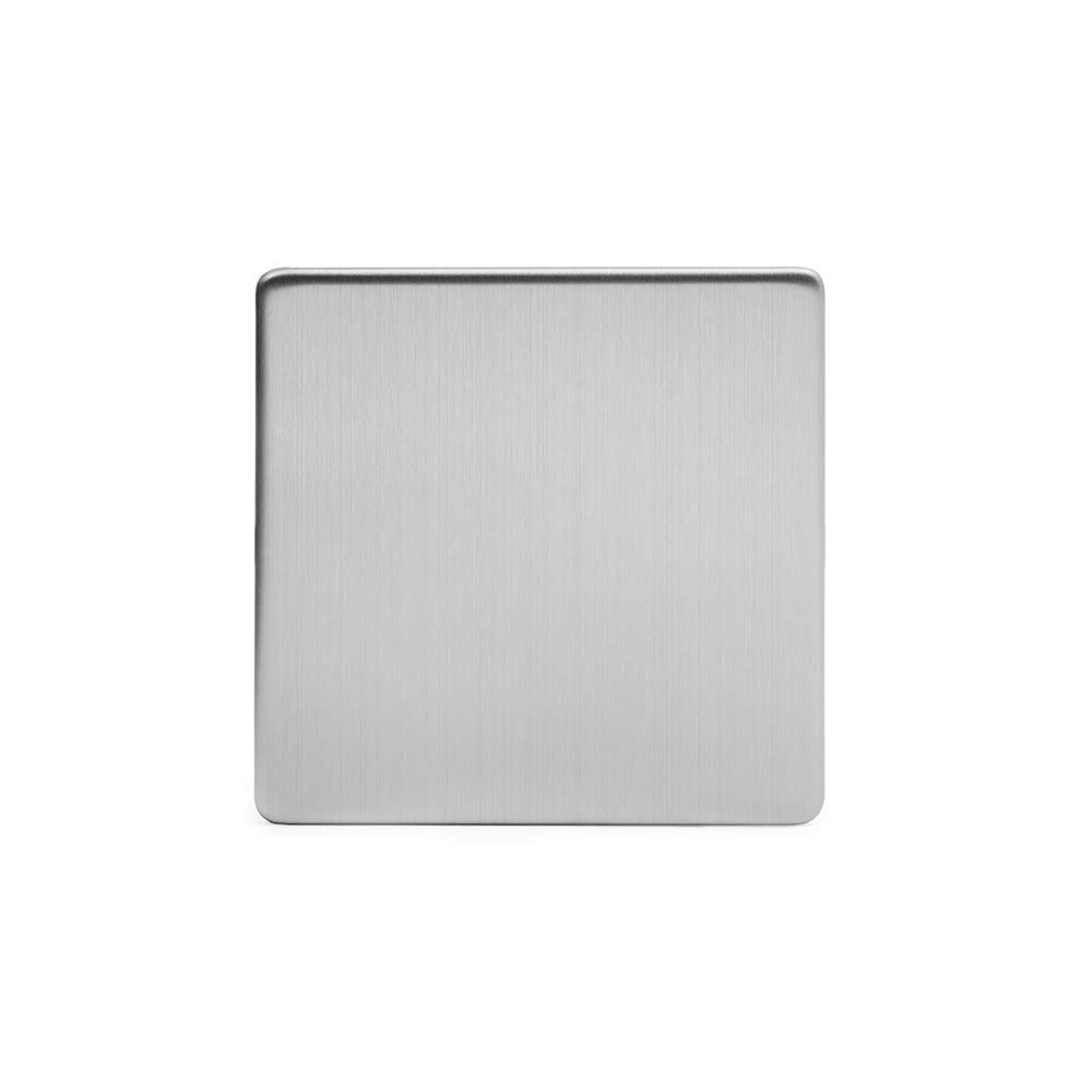 The Soho Lighting Company Soho Lighting Brushed Chrome Metal 1 Gang Blanking Plate Screwless