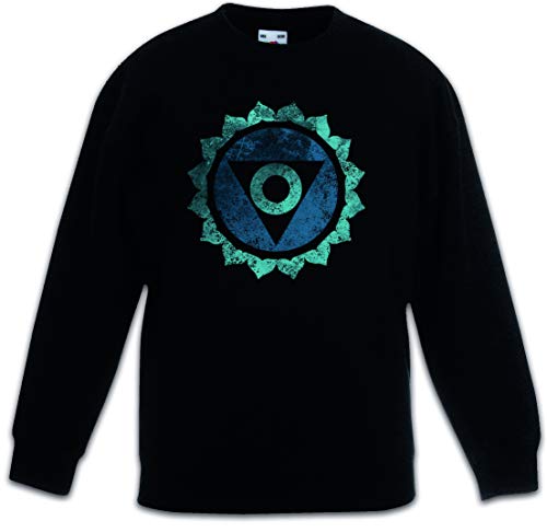 Sweat-shirt noir enfant chakra vishuddha en coton bio pour garçons et filles