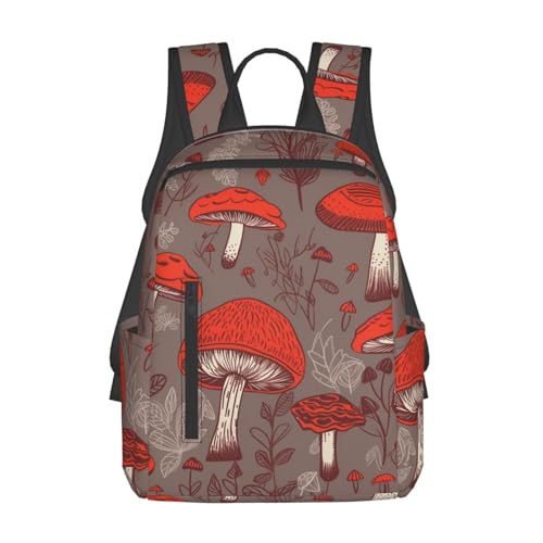 Casual Backpack for Women Men Red Mushrooms Lightweight Daypack Large Capacity Nurse Bag