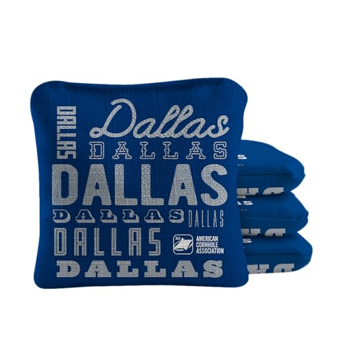 ACA Synergy Pro Dual Sided Cornhole Bags | Dallas Blue Design | Set of (4) All-Weather Resin Filled Stick & Slide Corn Hole Bags