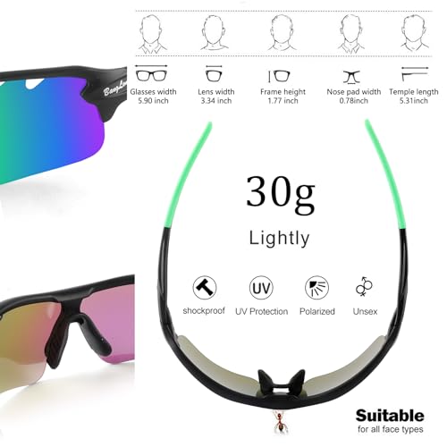 Image of BangLong Polarized UV400 Sports Sunglasses with 5 Lenses for Men Women