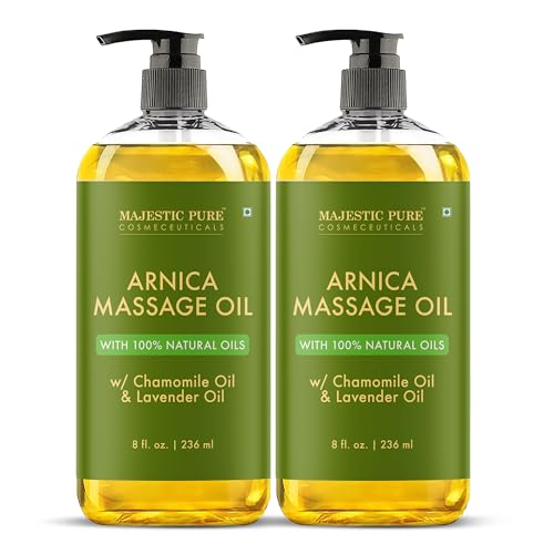 Majestic Pure Arnica Massage Oil for Men & Women 8 Fl Oz 2-Pack