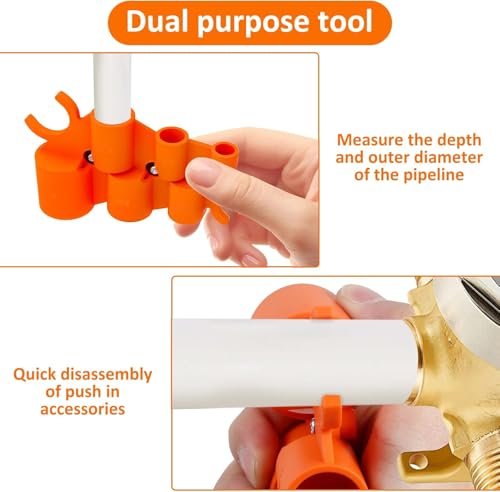 1/4'' à 1'' Outil de mesure de profondeur et de diamètre, outil de suppression des raccords de plomberie pour PVC PPR CPVC PERT Tuyaux en laiton d'aluminium, poussez pour connecter l'installateur & Mesure de l'indicateur