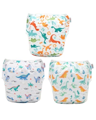 Image of ALVABABY Large Cloth Swim Diaper 3pcs Baby /Toddler /Infant Snap Reusable Adjustable Swimming Diaper Baby Boy and Girl 3ZSWY79