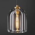 Crystal Pendant Light Kitchen Island: 5.1" Vintage Brass Hanging Lights above Dining Table - Modern K9 Crystals Lighting over Kitchen Sink - Luxury Gold Cylinder Pendants Light Fixtures Bulbs Included