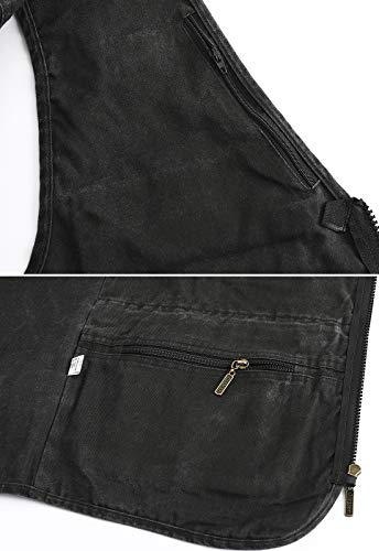 Ikiio Men's Denim Vest Casual Jacket With 16 Pockets Sleeveless Outdoor Work Cargo Vests Loose Fit Plus Size (Gray, Large) #TOP6