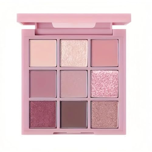 BKSYOFU Paleta de sombras de ojos ahumadas de 9 colores, brillo, perla, polvo a presión mate, paleta de sombras de ojos de Color resistente al agua