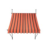 paramondo Jam Klemmmarkise Balkonmarkise ohne Bohren, Höhenverstellbar, UV beständig, mit Handkurbel, 3,50 x 1,20 m, Stofffarbe Orange