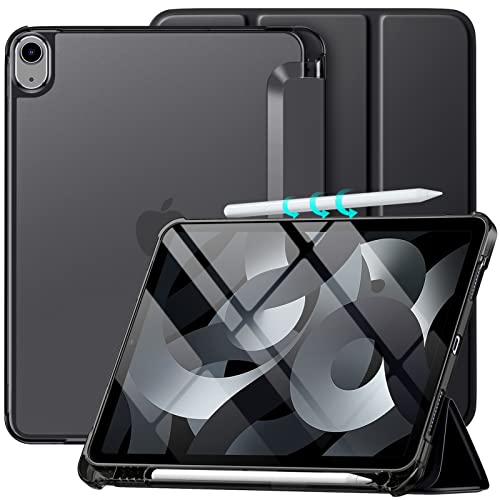 Akkerds Compatible With Ipad Air 5Th Generation Case 10.9 Inch 2022/ Ipad Air 4Th Generation Case 2020 With Pencil Hoder, Ipad Air 5/4 Case Slim Cover With Translucent Frosted Hard Back, Black #TOP5