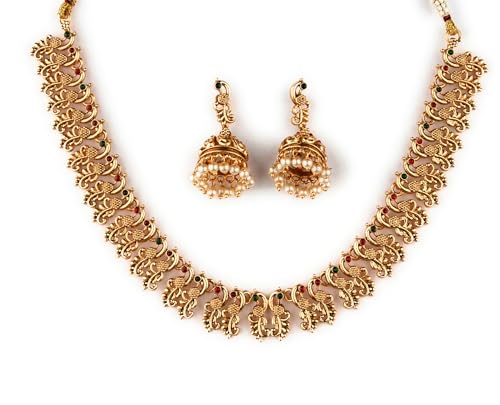Image of Sasitrends Classic Matte Gold Plated Necklace Set For Women