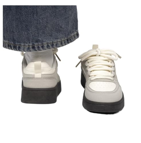 Korean Chunky Sneakers, Kawaii Anime Ice Cream Grey & White Designed for Girls, Cloud Sole Breathable Cute Shoes with Hidden Heel Lift Outfit for Students Travel, Trendy Gift for Daughter3