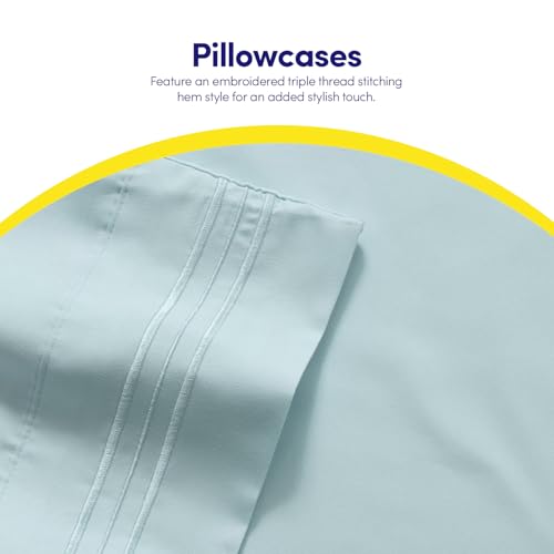 Image of 1500 Supreme Collection Extra Soft RV Short Queen Sheets Set, Light Blue - Luxury Bed Sheets Set with Deep Pocket Wrinkle Free Hypoallergenic Bedding, Over 40 Colors, RV Short Queen Size, Light Blue