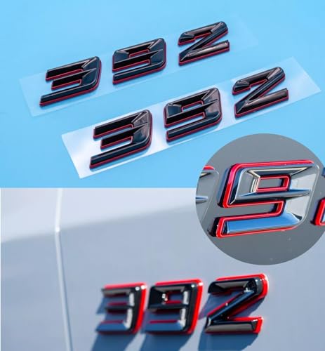Image of Pair Set 392 Passenger & Driver Side Rear Badge Emblem Body Nameplate Raised Sticker Decal (Red Black)