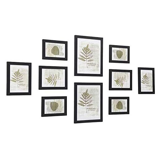 SONGMICS bildram, uppsättning med 10 fotoramar - 2 stycken 20 x 25 cm, 4 stycken 13 x 18 cm och 4 stycken 10 x 15 cm, gjord av fiberplatta, svart RPF310H
