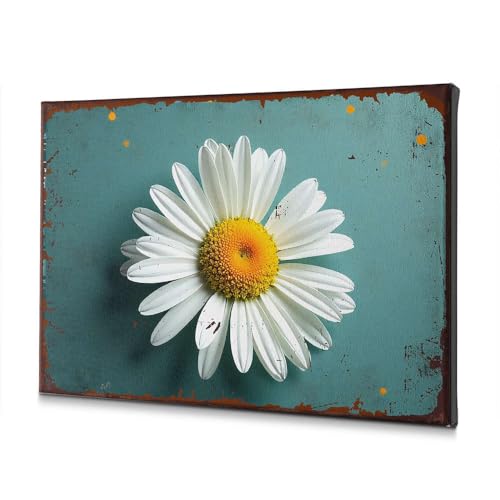 Tableau marguerite blanche sur toile 40x60 cm pour décoration murale