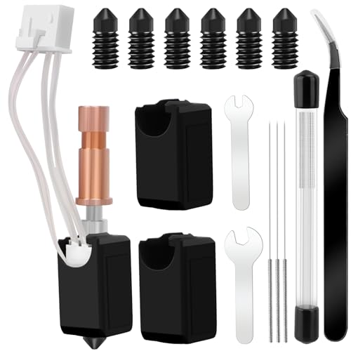 YOTINO Upgraded Ceramic Hotend, Kobra S1 Combo Hotend, Includes 1 Hot End and 6 Hardened Steel Nozzles and 2 Silicone So