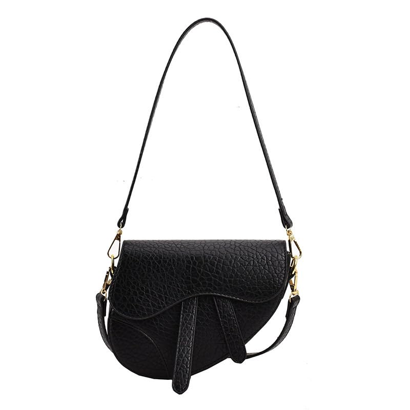Women Trendy Saddle Shoulder Bag Soft Leather Clutch Purse Underarm Handbag Crossbody Bag