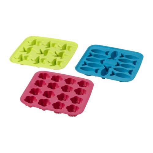 IKEA PLASTIS – bandeja de cubitos de hielo, verde/rosa, turquesa