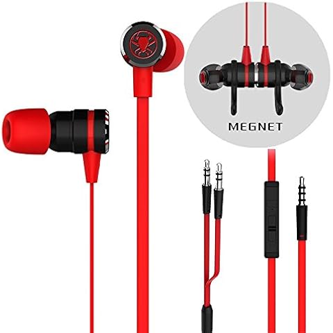 Granvela G20 Wired Gaming Earbuds,Noise Isolation Gaming Earphones with Mic,3.5mm Jack and Cable Spliter for PC, Xbox and PS4. Anti-Tangle Cable Length 2.2m-Red Cover