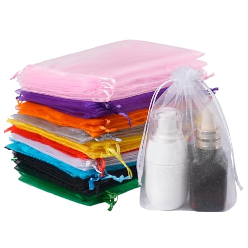 FAKILO 60pcs Organza Gift Bags Drawstring Jewelry Pouches Wedding Party Favour and Mesh Candy Bags (Multicolour 10 x 15CM)