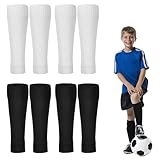 ClcIosis 8 Pcs Calzettoni da calcio per bambini, calze da calcio per bambini, calze da calcio per bambini, calzini da calcio per bambini, scaldamuscoli per ragazzi senza calze da calcio (bianco nero)