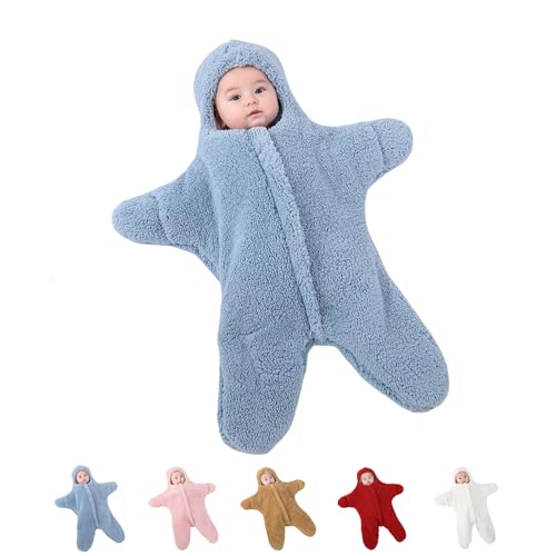 Image of Baby Starfish Onesie, Winter Jumpsuit, Newborn Starfish Swaddle Bag, Thick Fleece Wearable Starfish Baby Onesie