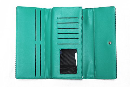 Bride Racing Women's Ladies Wallet Clutch Trifold Fabric Leather Bride Gradation (Mint Teal)3