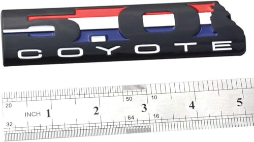 Image of 2 Pc 5.0 Coyote Emblem 3D Badge V8 5.0L Howling Sticker Nameplate Logo Fit for 150 (Black)