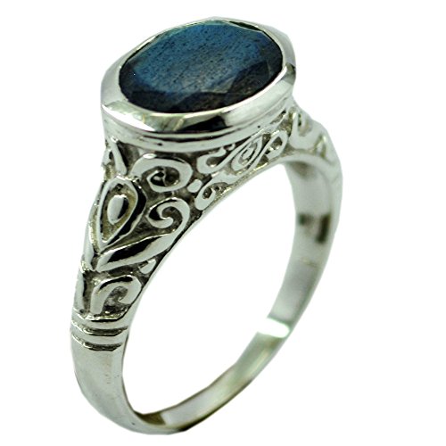 Bague en Labradorite et argent massif : l'élégance d'un bijou artisanal ovale