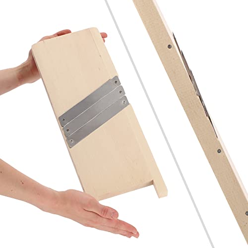 Foto von KADAX Krauthobel aus Holz, Gemüsehobel mit scharfen- Edelstahlklingen, Zwiebelhobel, Kohlhobel, Kohlreibe, Raspel, Karrotenreibe, Küchenhobel aus Holz (3 Klingen) Braun