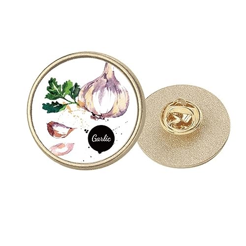 Broche ronde en métal doré aquarelle savoureuse saine taille M